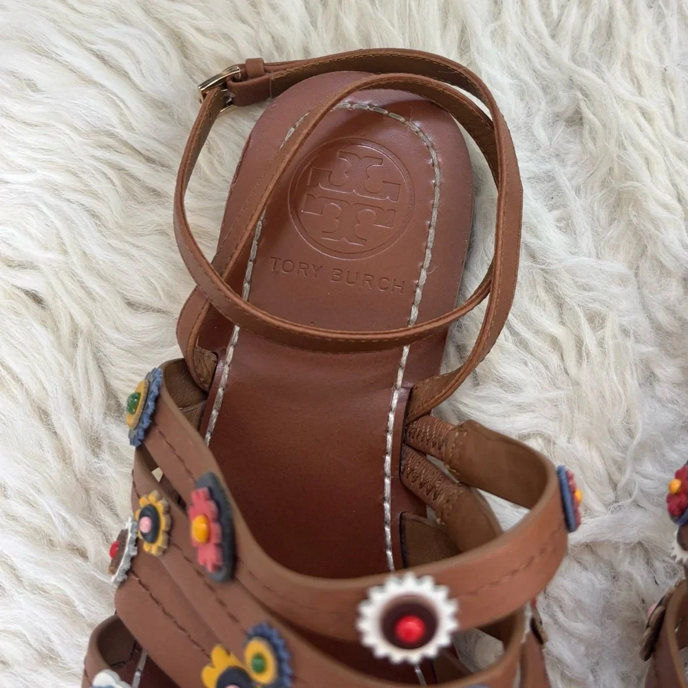 Tory Burch Marguerite Floral Beaded Wrap Sandal
